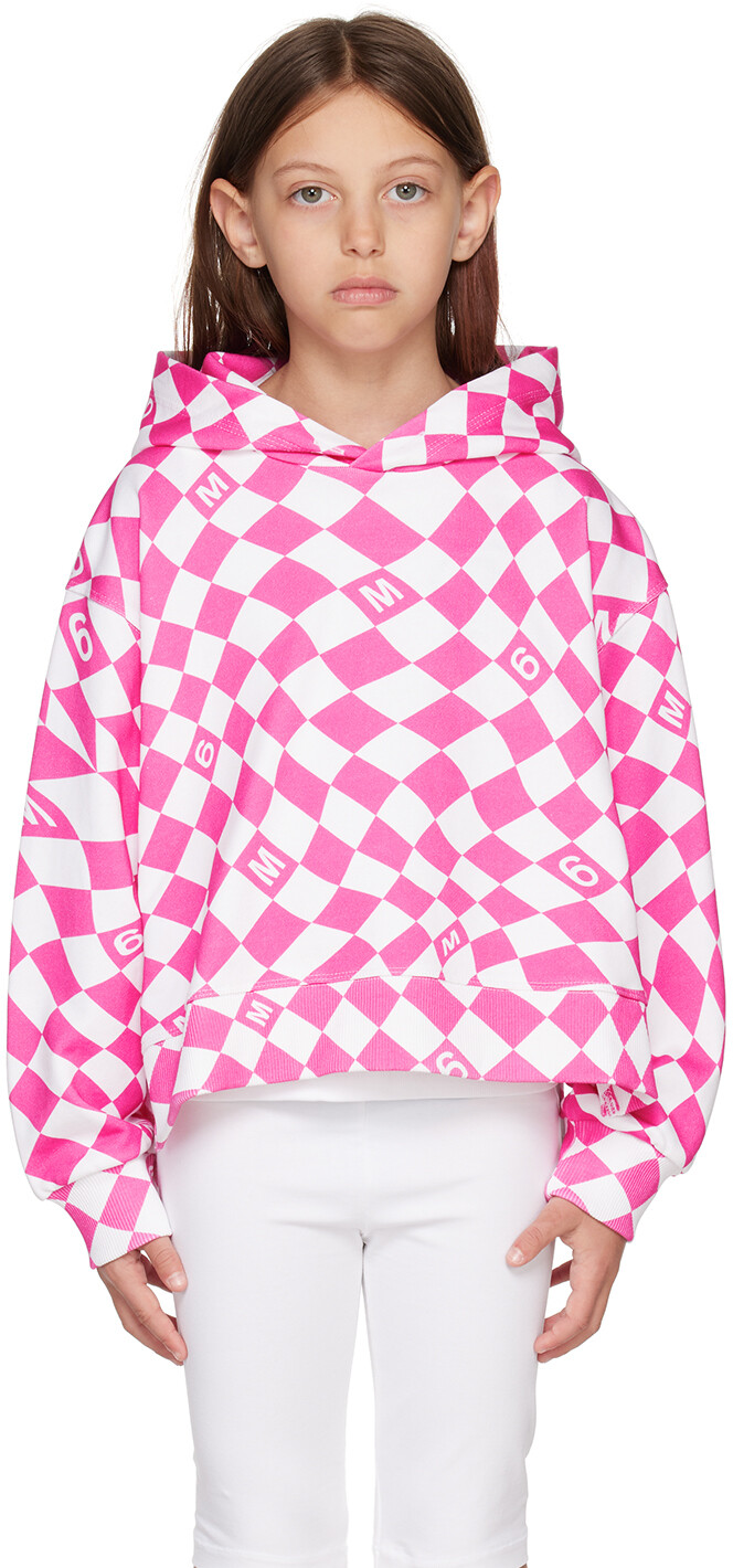 

Детское худи в розово-белую клетку MM6 Maison Margiela Kids, Розовый