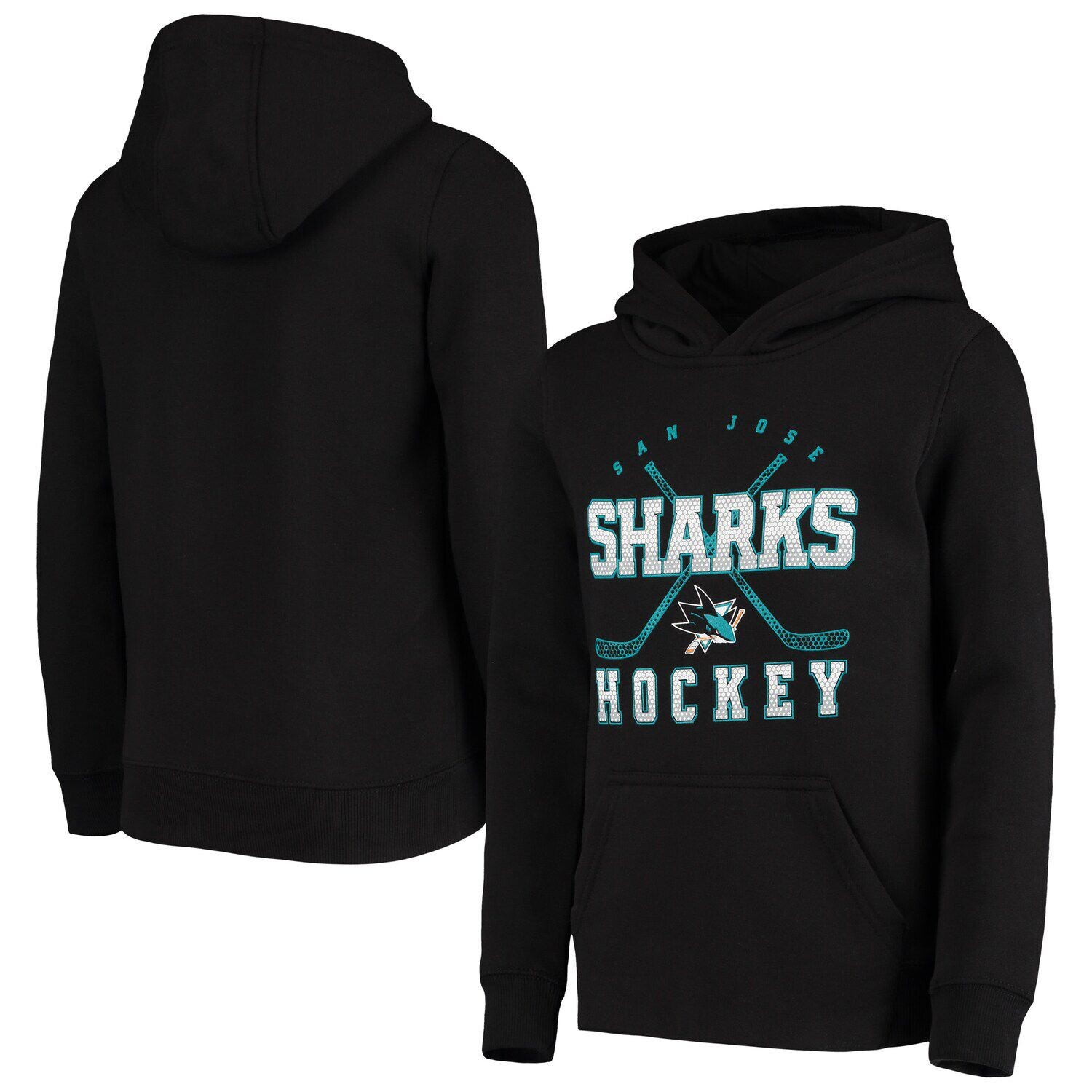 

Молодежный флисовый пуловер с капюшоном San Jose Sharks черного цвета Outerstuff