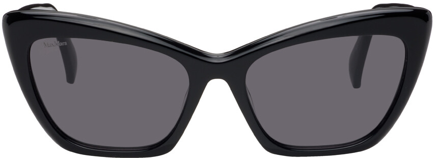 

Черные блестящие солнцезащитные очки «кошачий глаз» Max Mara