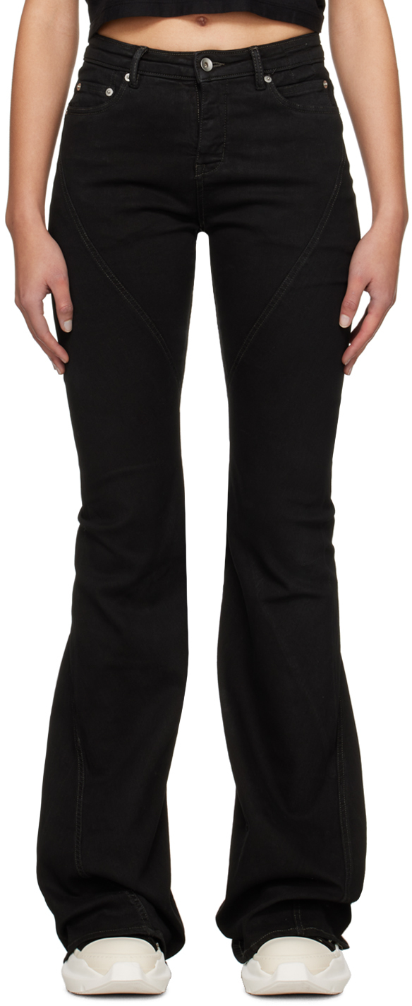 Черные джинсы Bootcut с косой окантовкой Rick Owens Drkshdw, цвет Black классические белые прямые джинсы из эластичного денима joe browns белый