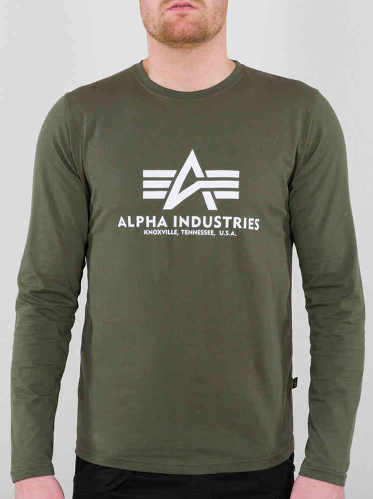 Базовая футболка с длинными рукавами Alpha Industries, военный зеленый базовая резиновая футболка alpha industries черный