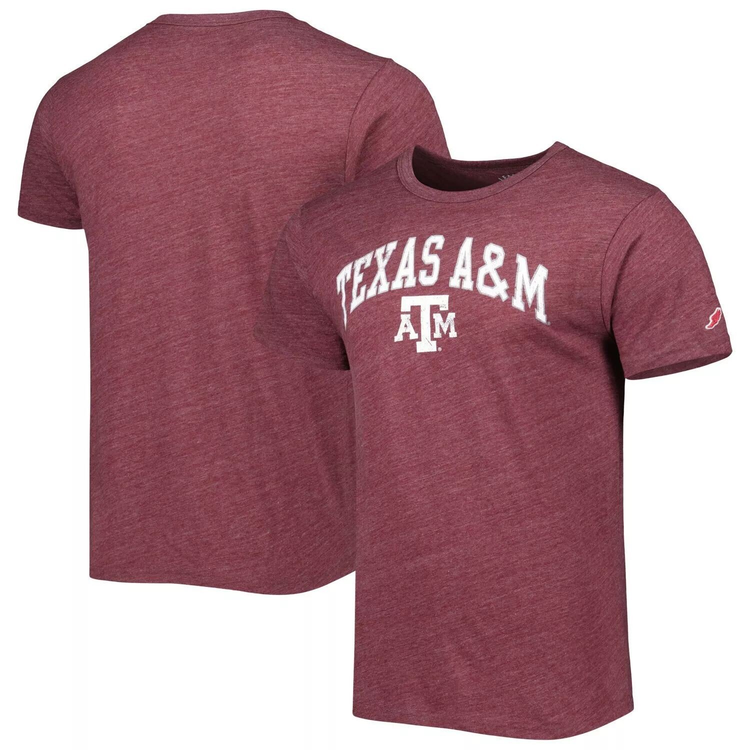 

Мужская футболка студенческой лиги Heather Maroon Texas A&M Aggies 1965 Arch Victory Falls Tri-Blend