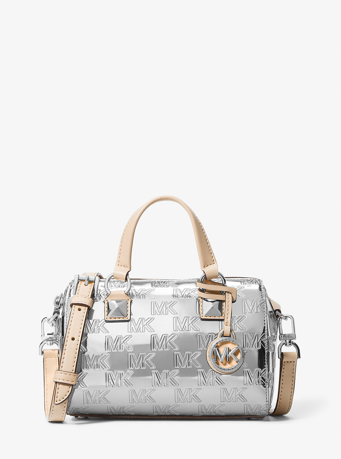 

Маленькая лакированная спортивная сумка через плечо Grayson с тисненым логотипом Michael Kors, серебряный