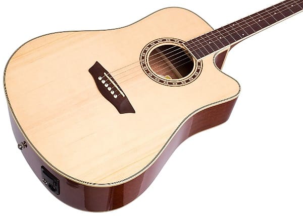 Акустическая гитара Washburn WD7SCE Harvest Series Solid Sitka Spruce Mahogany Cutaway 6-String Acoustic-Electric Guitar