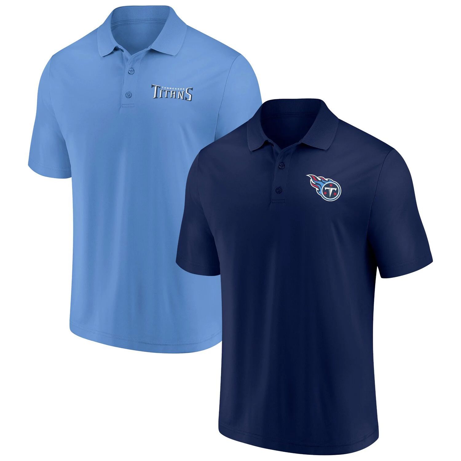 Мужской комплект из двух футболок-поло с фирменным логотипом Tennessee Titans Dueling темно-синего/голубого цвета Fanatics комплект из двух мужских зеленых футболок с фирменным логотипом minnesota wild wordmark fanatics