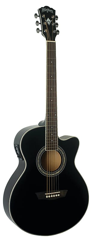 Акустическая гитара Wahsburn Festival EA12B Mini Jumbo Cutaway Acoustic-Electric Guitar - BLACK фото