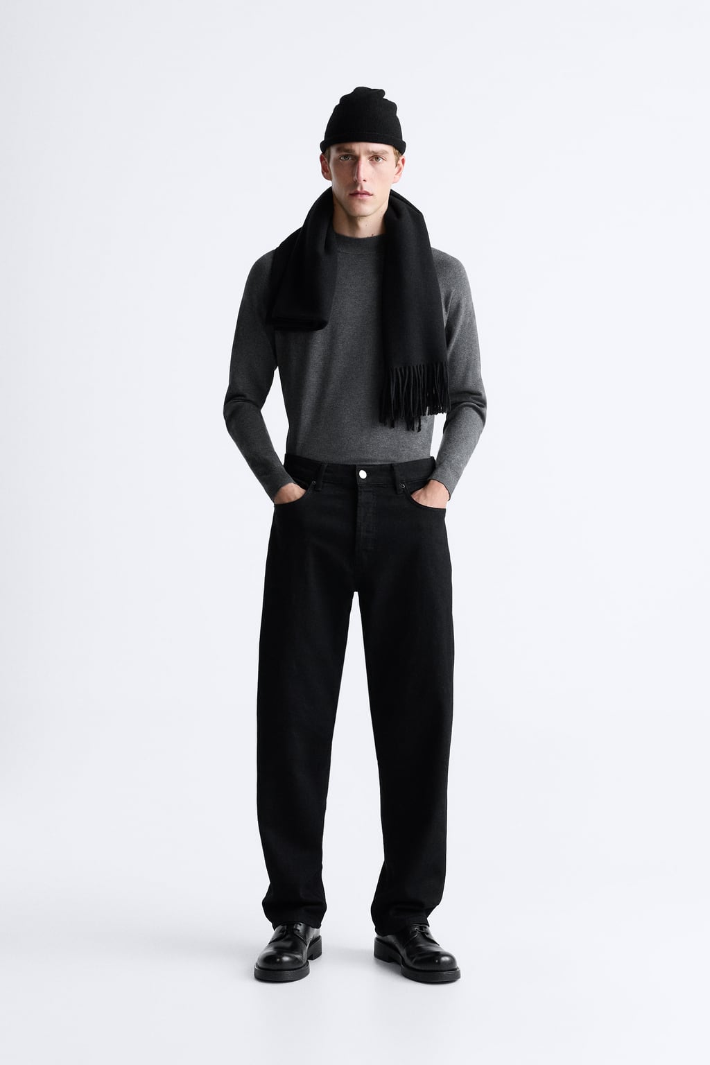 

Свитер с воротником-стойкой ZARA, серый