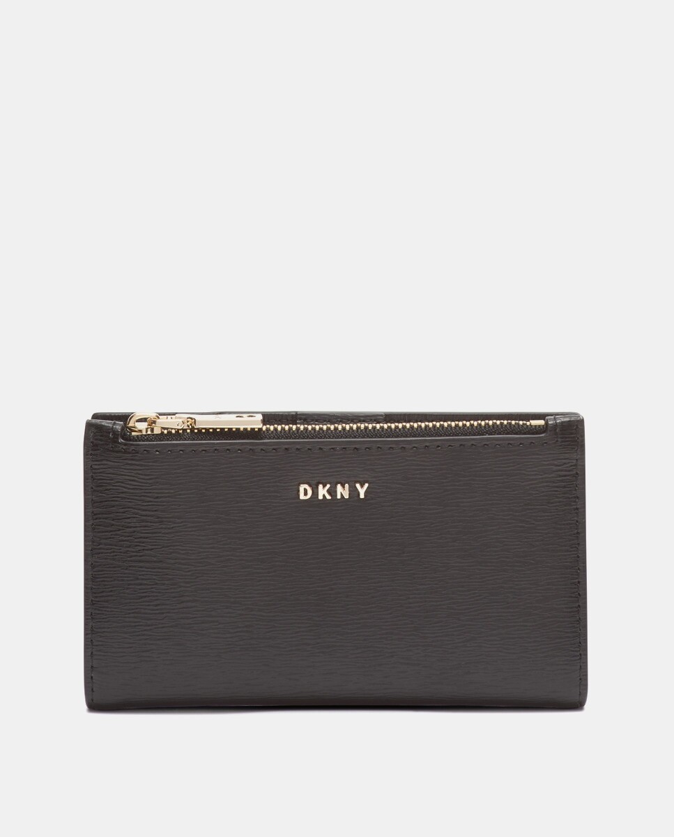 

Черный кожаный кошелек на молнии DKNY, черный
