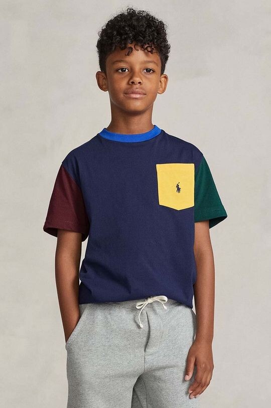 

Детская хлопковая футболка Polo Ralph Lauren, темно-синий