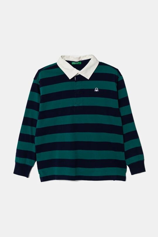 

Детская хлопковая рубашка с длинным рукавом United Colors of Benetton, зеленый