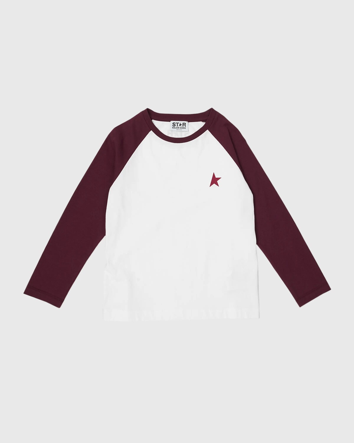 

Детская двухцветная футболка с рисунком звезды Golden Goose, цвет Optic White Windsor Wine 11580