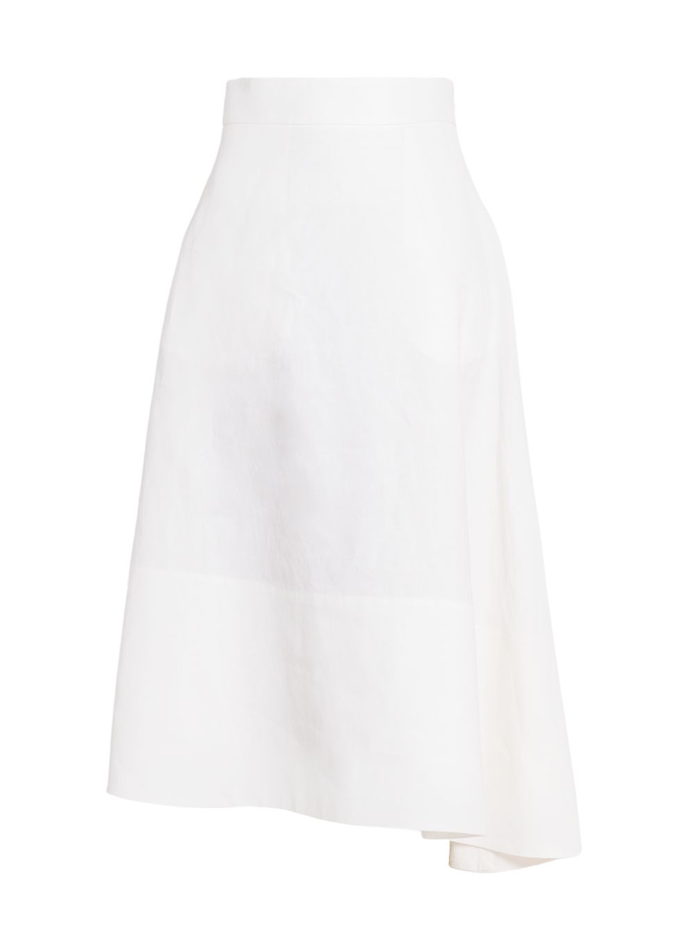 Асимметричная юбка миди из льна с покрытием Jil Sander, белый