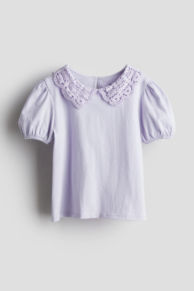 

Рубашка из джерси с воротником H&M, фиолетовый