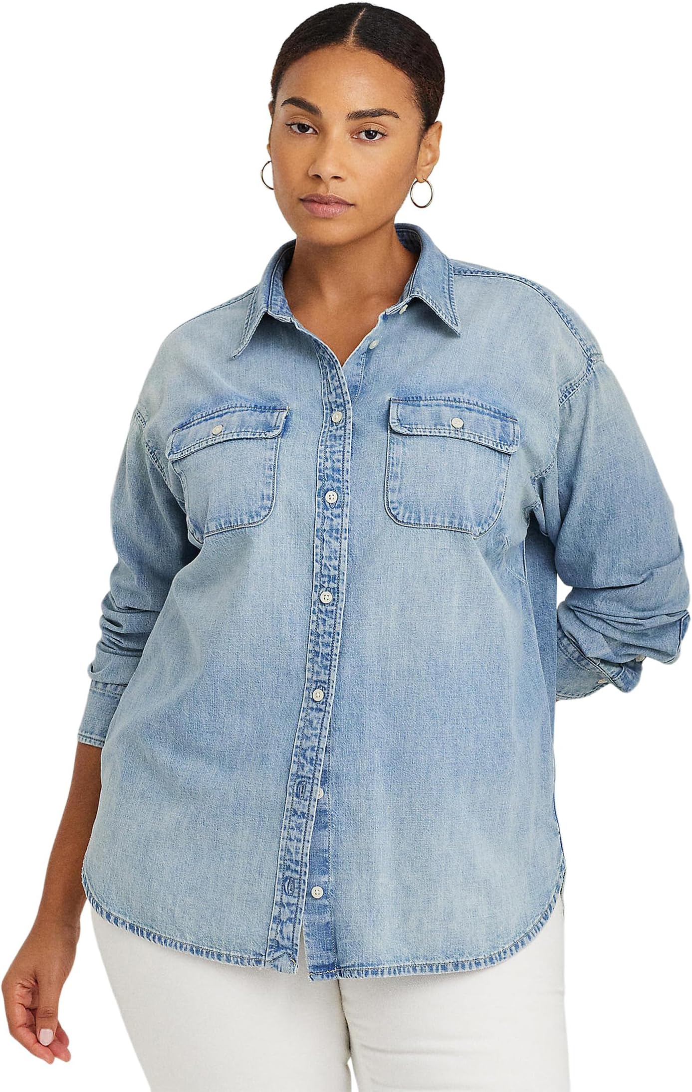 Джинсовая рубашка больших размеров LAUREN Ralph Lauren, цвет Isla Wash