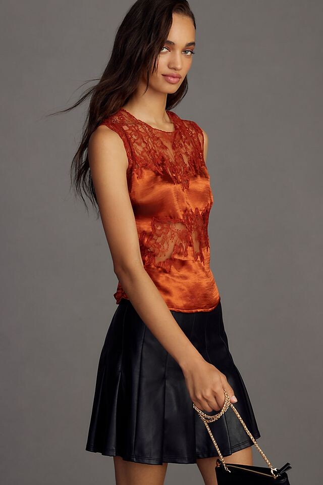 

Майка By Anthropologie Shine из кружевного микса, темно-оранжевый