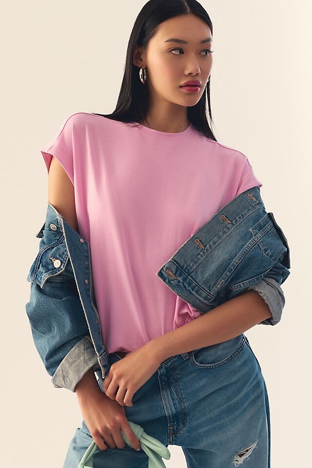 

Футболка Muscle Anthropologie, розовый