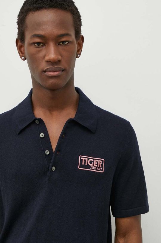 Шерстяная рубашка-поло Tiger Of Швеции Tiger of Sweden, темно-синий