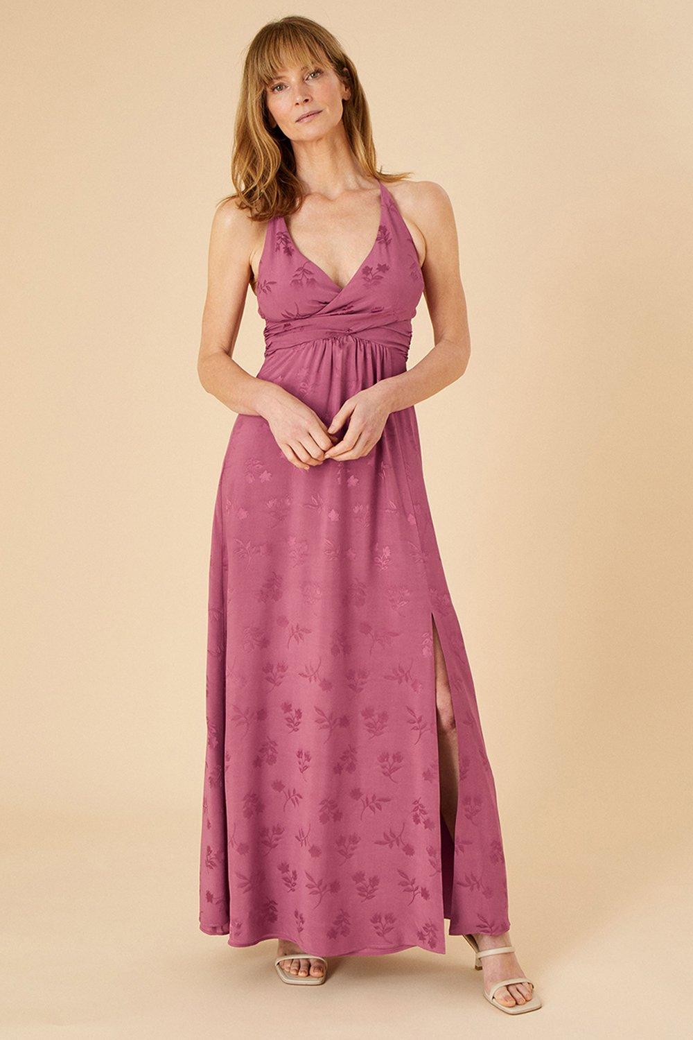 Платье макси 'Annie' из атласного жаккарда Monsoon, розовый