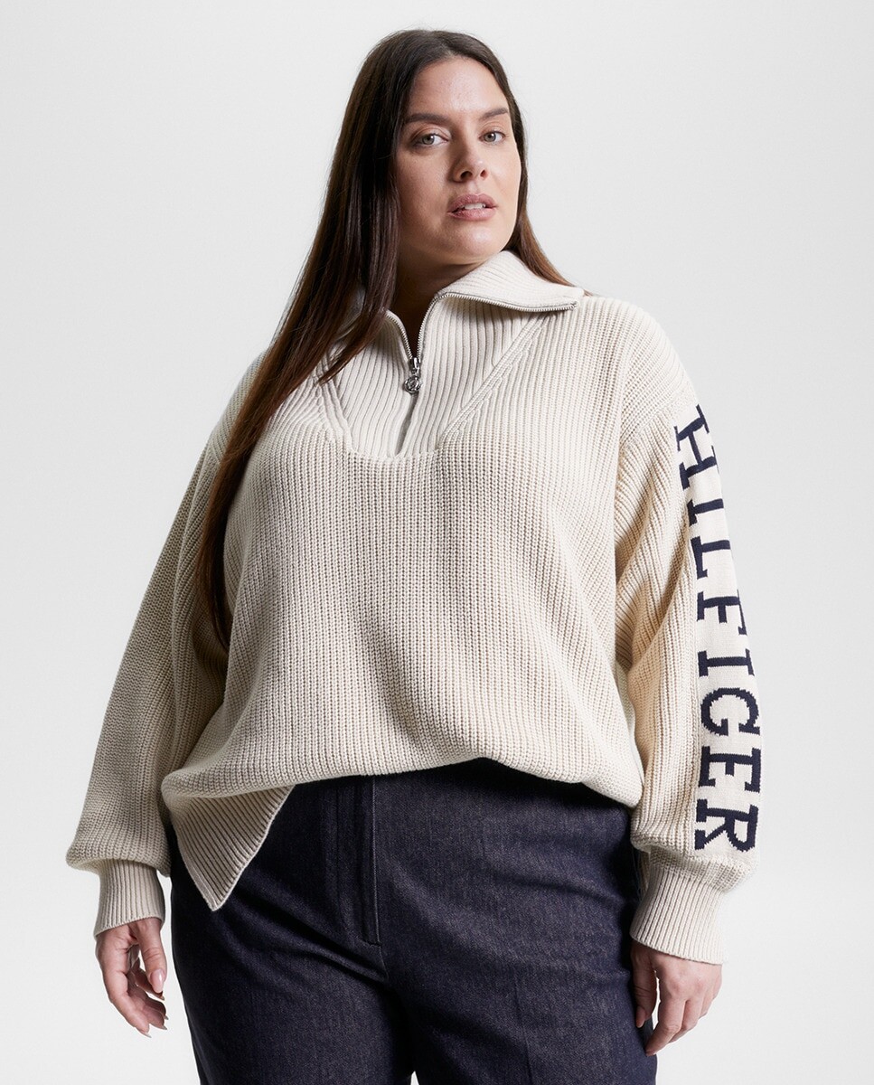 

Женский свитер на молнии и с длинными рукавами Tommy Hilfiger, бежевый