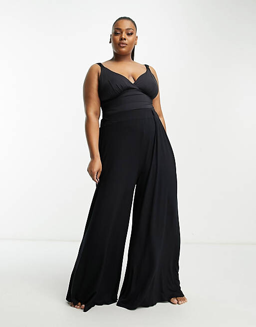

Черные пляжные брюки-палаццо из джерси ASOS DESIGN Curve, Черный