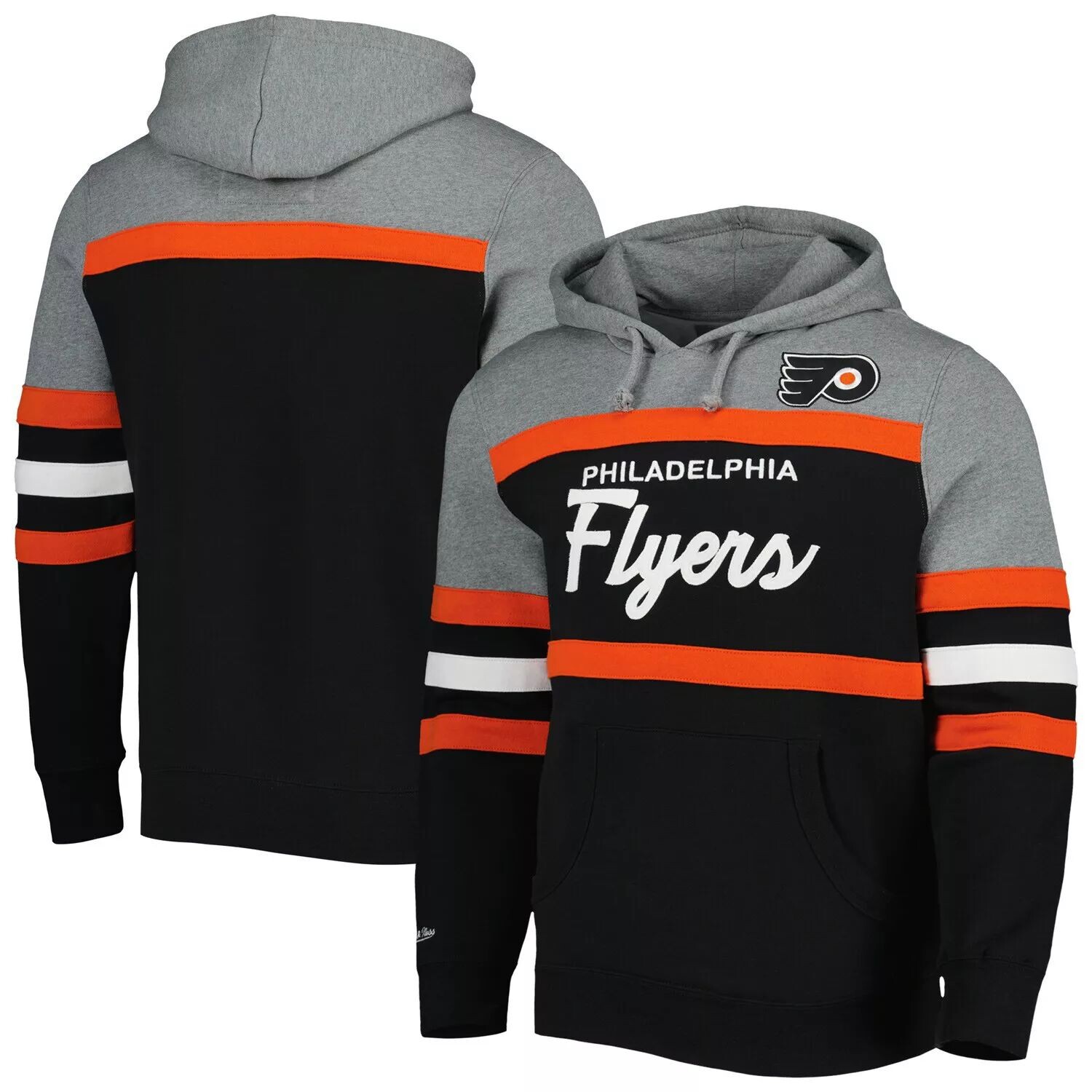 

Мужская футболка Mitchell & Ness Black/Heather Grey Philadelphia Flyers Head Coach пуловер с капюшоном