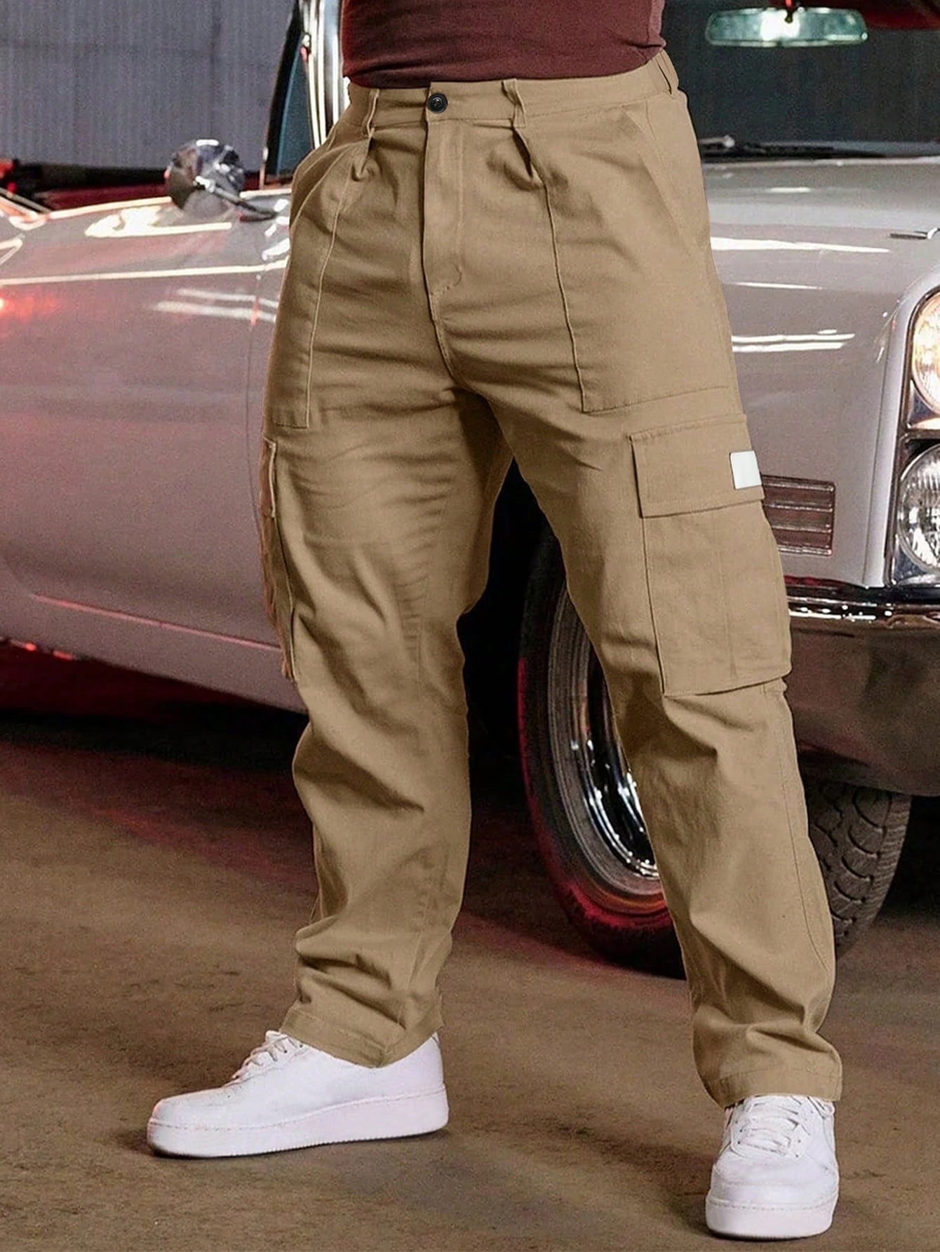 Мужские брюки карго с наклонными карманами Manfinity LEGND, хаки джинсы карго мужские свободного покроя модные брюки султанки в корейском стиле повседневные штаны с большими карманами уличная одежда д