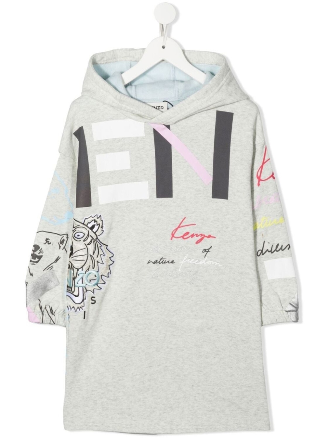 

Kenzo Kids платье-худи с логотипом, серый