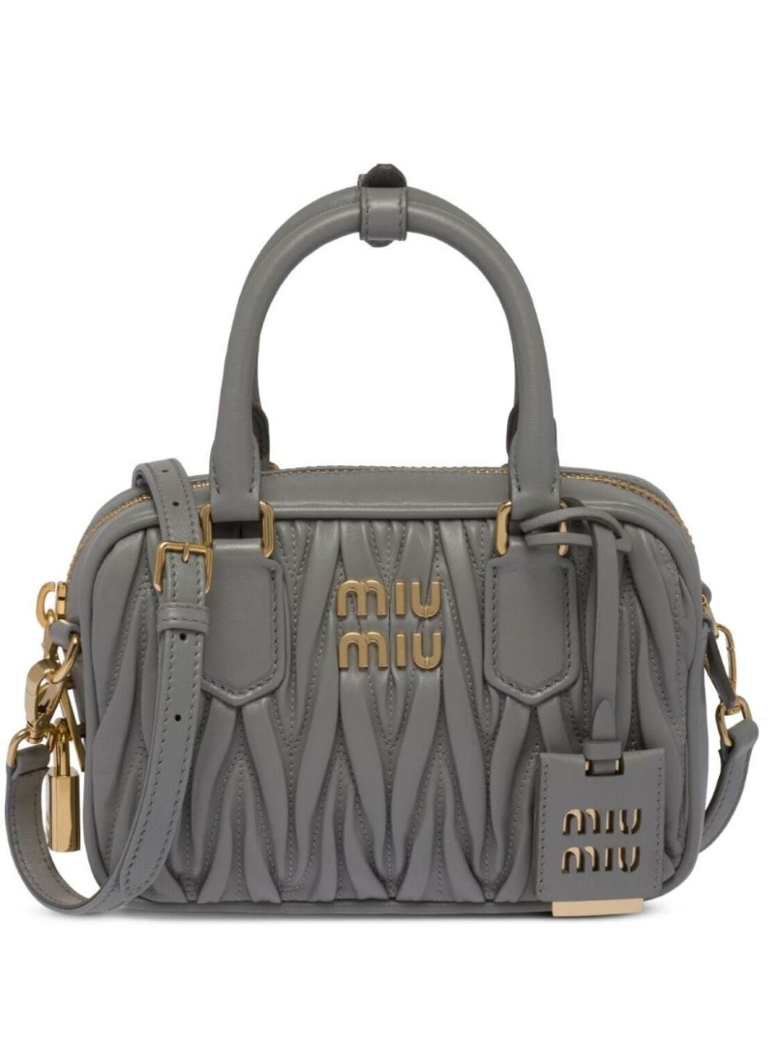 

Стеганая мини-сумка Miu Miu, серый