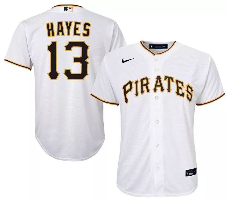 

Футболка из белого джерси Nike Youth Pittsburgh Pirates Ke'Bryan Hayes #13 Home Cool Base