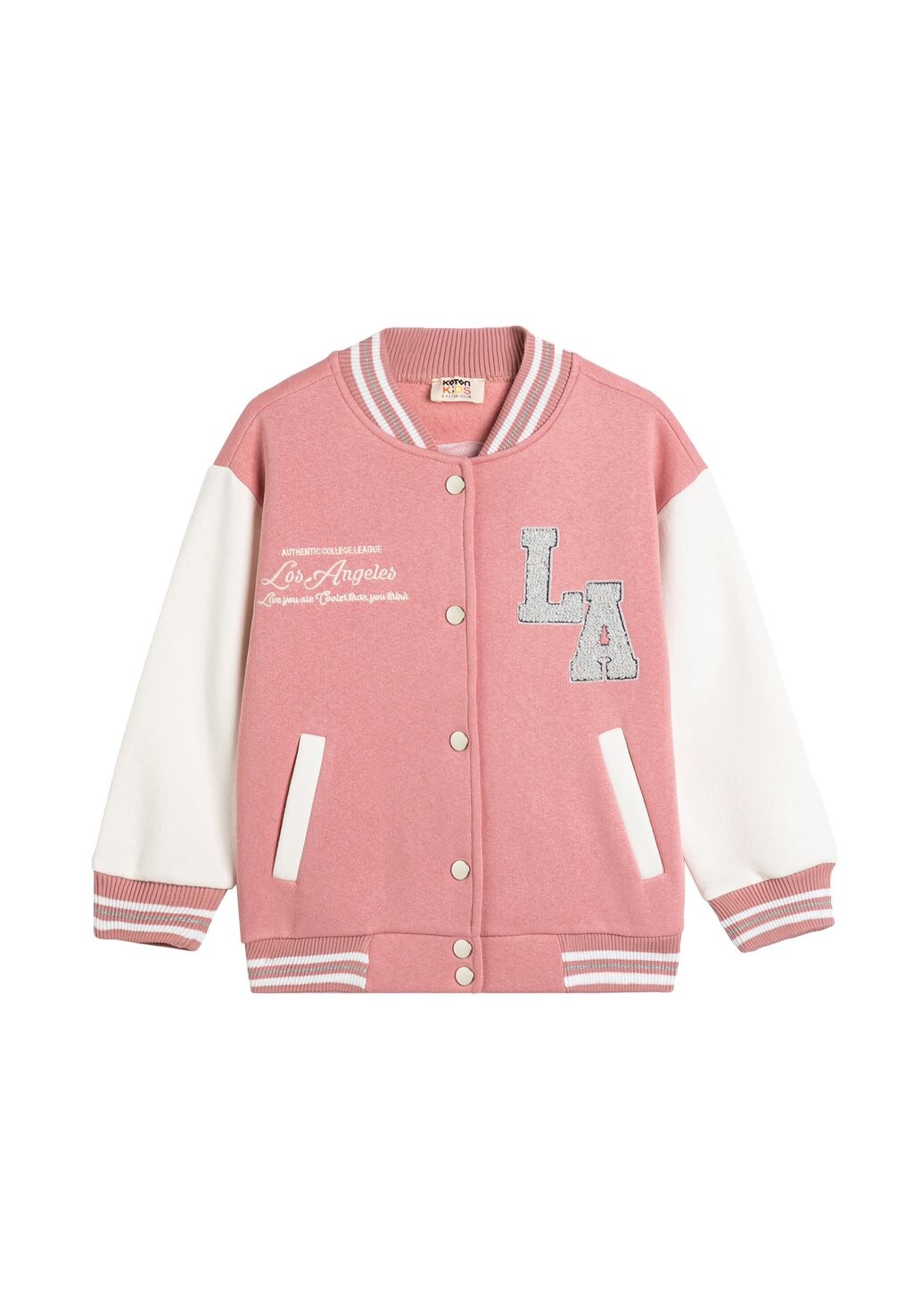 

Куртка-бомбер Varsity Applique Detail Printed Pockets Snap Closure Koton, розовый