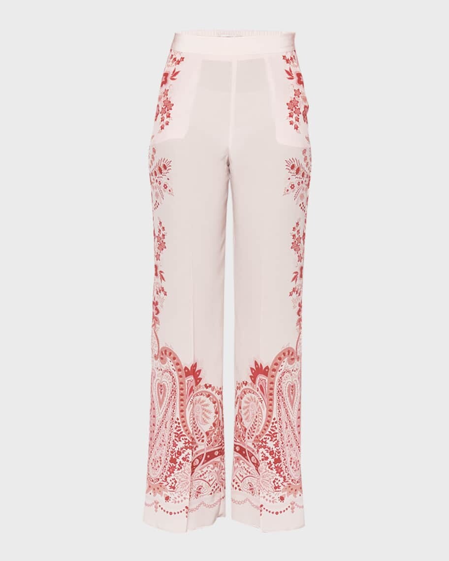 

Широкие шелковые брюки с принтом Paisley Potpourri Etro