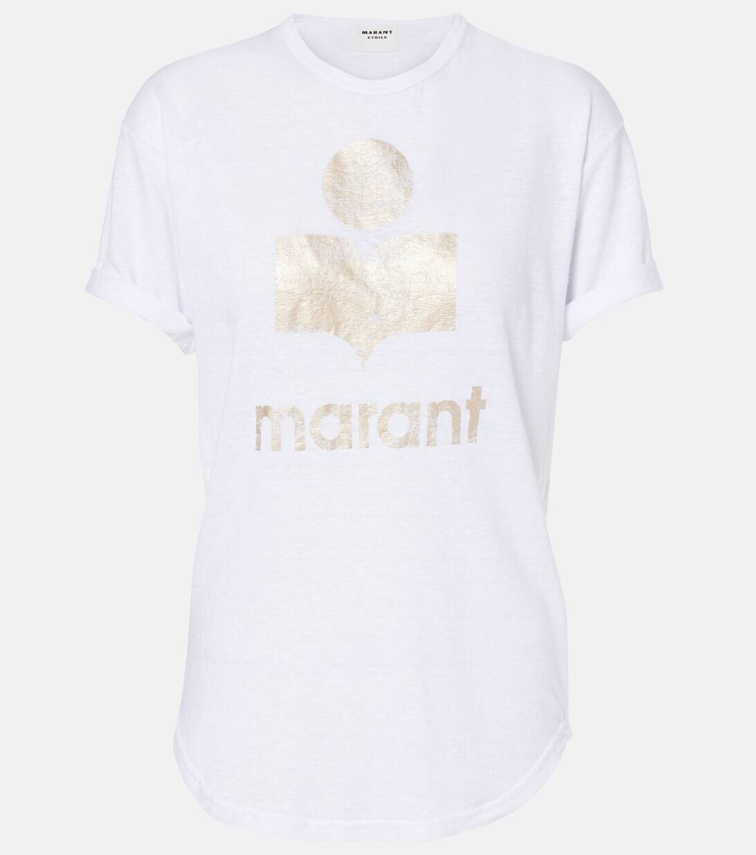 

Футболка из льна с логотипом Koldi Marant Etoile, цвет white gold