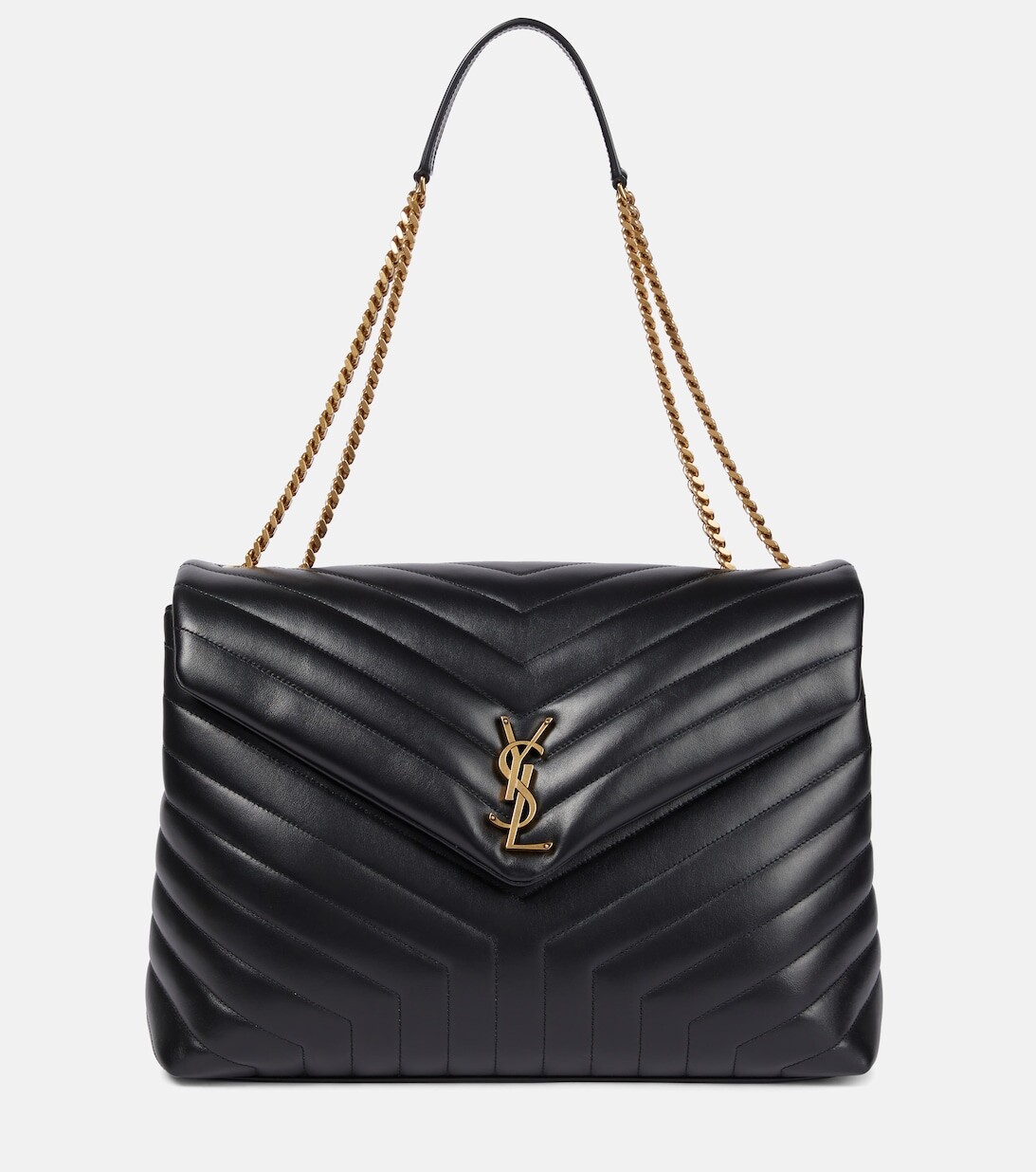 

Loulou Большая кожаная сумка через плечо Saint Laurent, черный