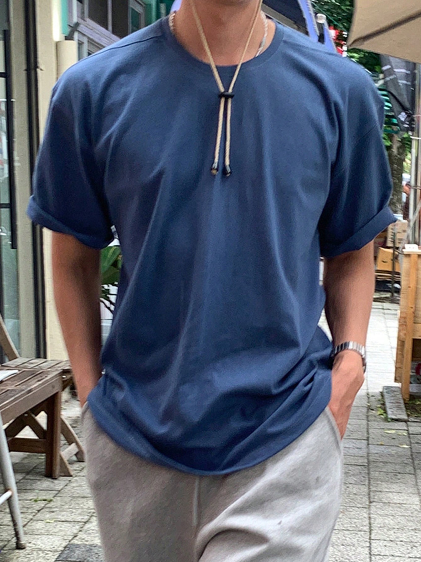 Однотонная мужская летняя футболка DAZY, синий