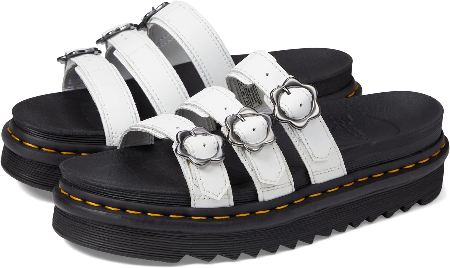 

Сандалии на плоской подошве Blaire Slide Flower Dr. Martens, цвет White Hydro