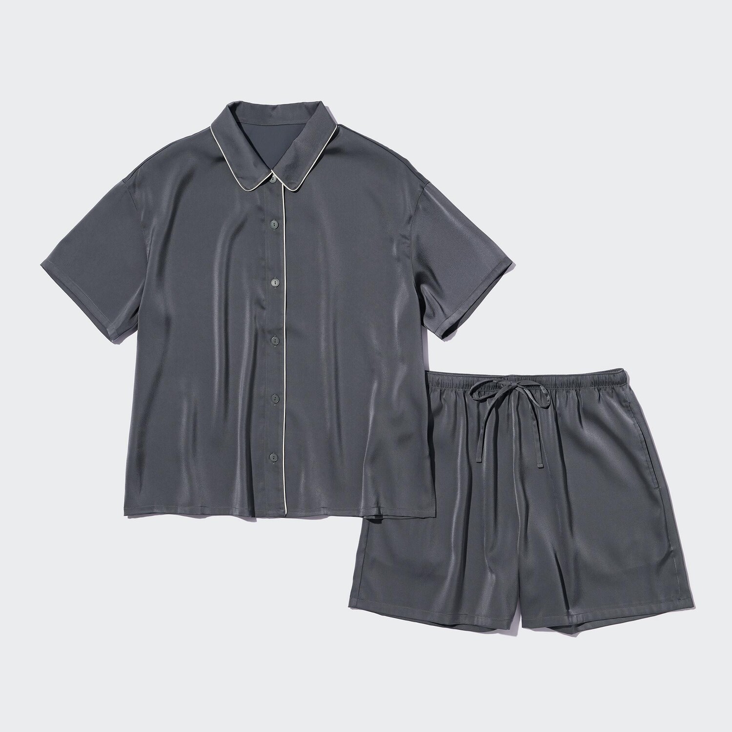 

Пижама UNIQLO атласная с короткими рукавами, серый