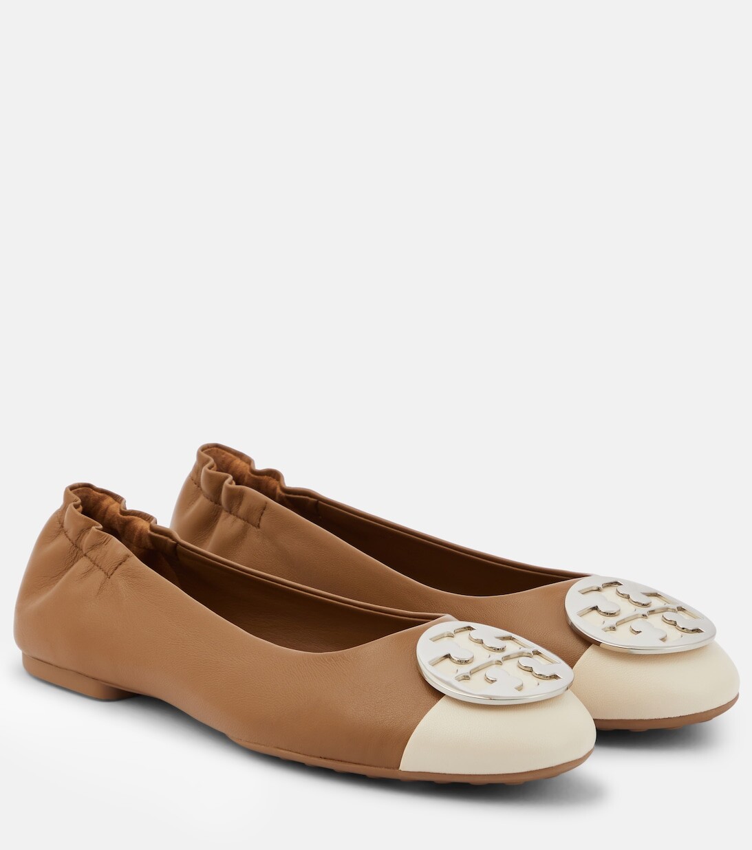 

Кожаные балетки Claire Tory Burch, коричневый