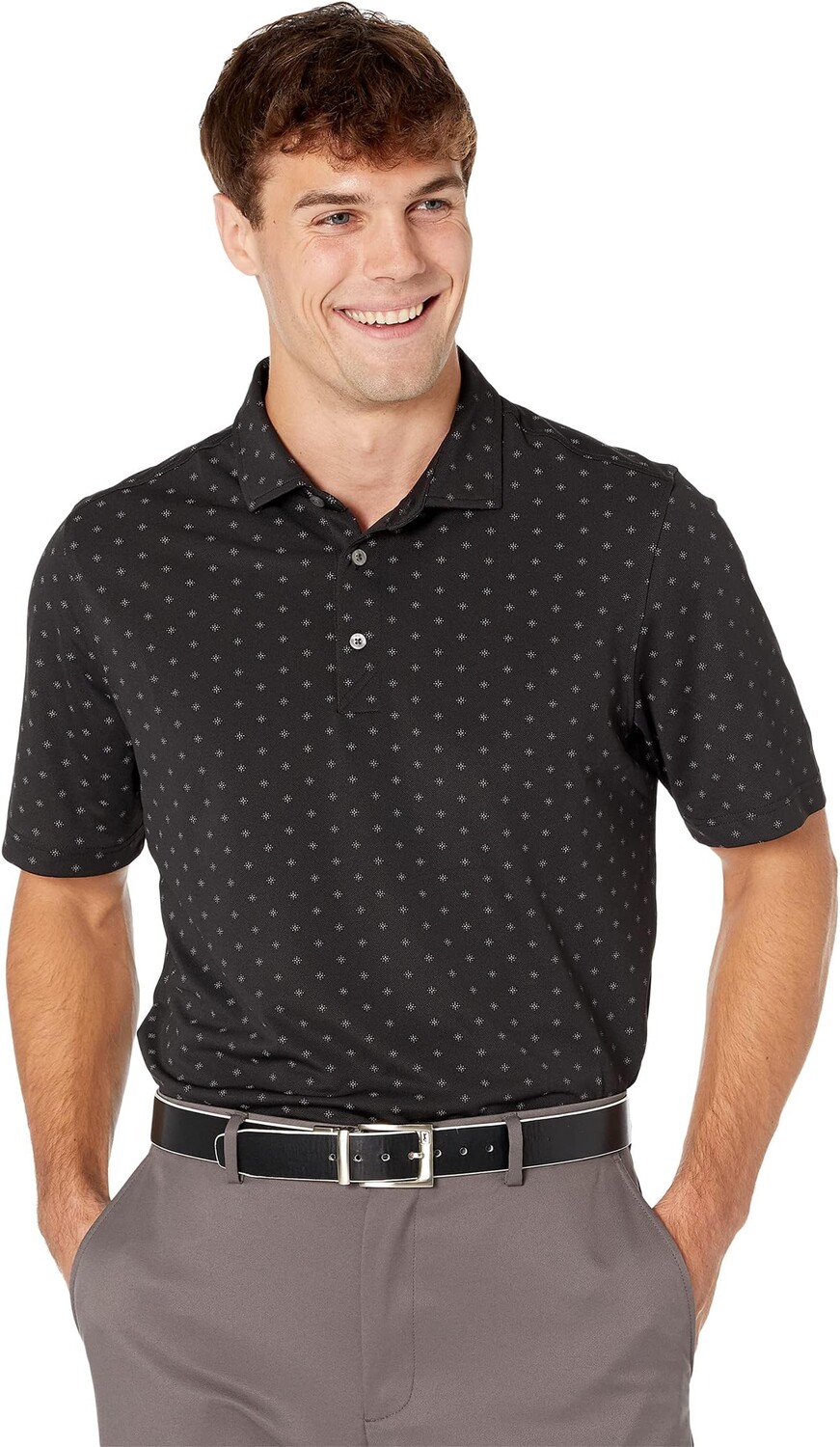 

Рубашка-поло Virtue Eco Pique Tile Print Polo Cutter & Buck, черный