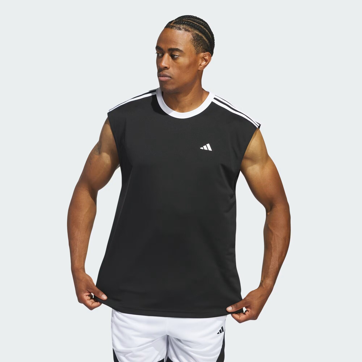 

Баскетбольная футболка без рукавов All-World Adidas, цвет Black/White