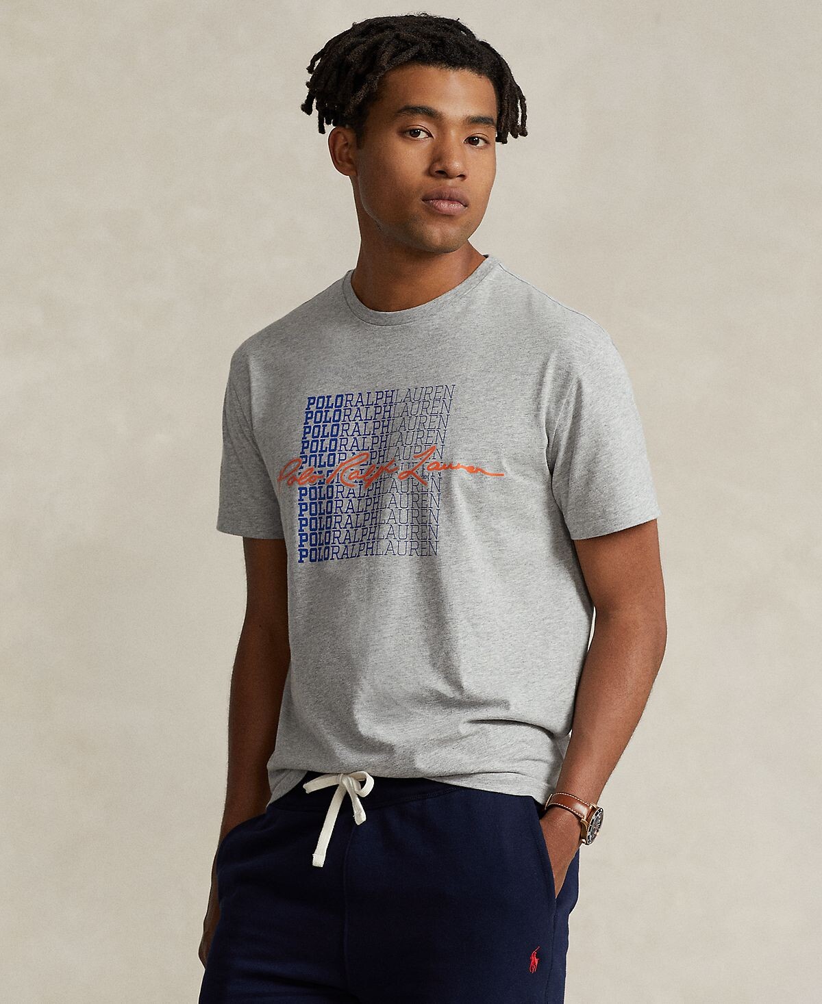 

Мужская хлопковая трикотажная футболка классического кроя с логотипом Polo Ralph Lauren