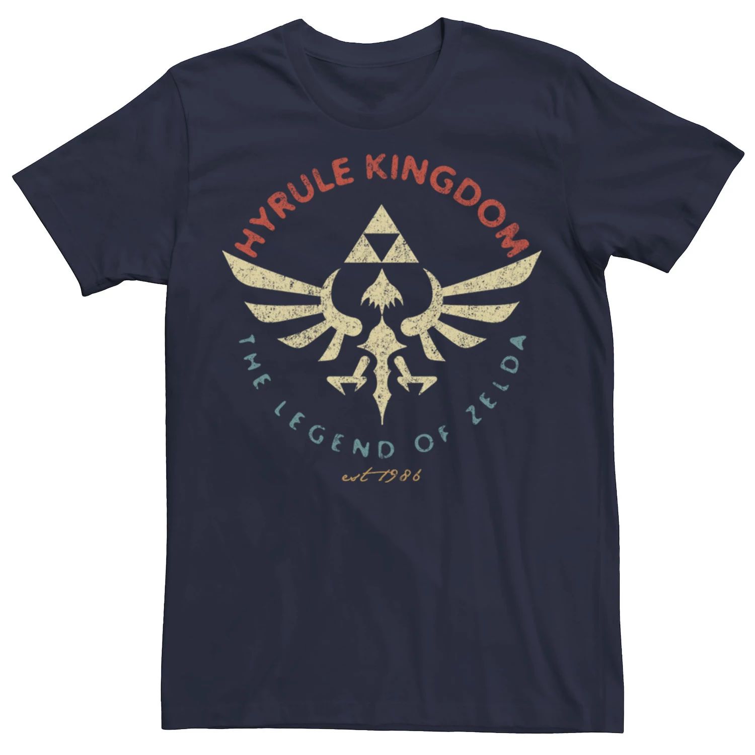 Мужская футболка с графическим плакатом Nintendo Legend Of Zelda Hyrule Kingdom Tri Force Licensed Character, синий кошелек zelda golden tri force logo pouch