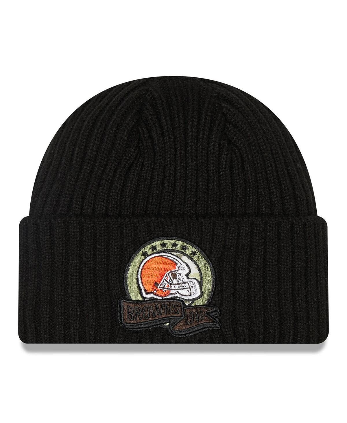 

Черная вязаная шапка Salute To Service для мальчиков Youth Boys Cleveland Browns 2022 New Era