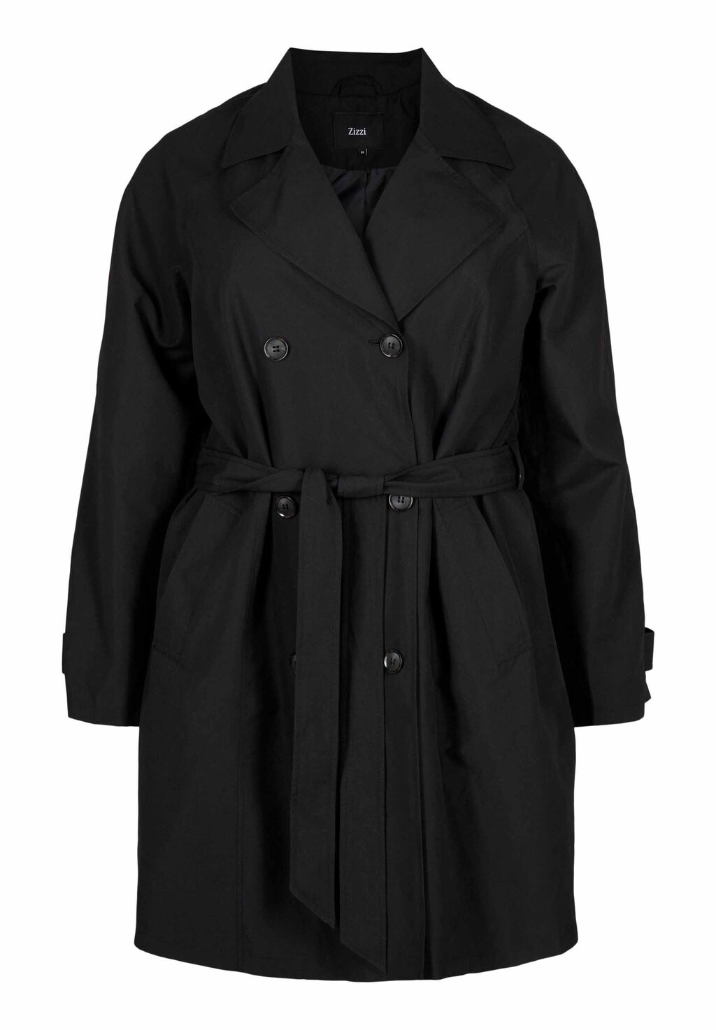 

Тренч WITH BELT AND SLIT Zizzi, цвет black