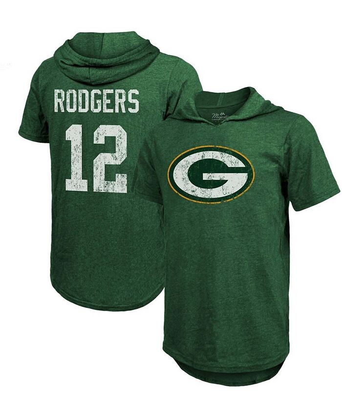 

Мужская футболка с капюшоном Tri-Blend Aaron Rodgers Green Green Bay Packers, имя игрока, номер Fanatics, зеленый