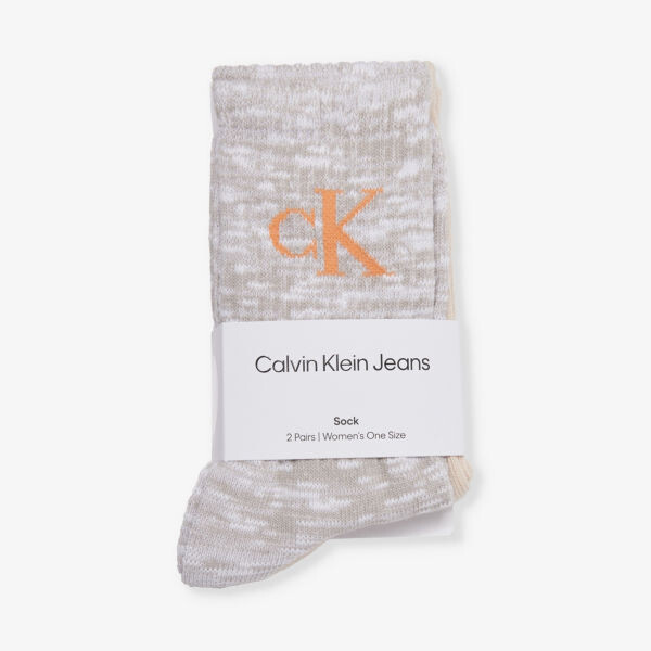 

Фирменная упаковка длиной до экипажа из двух носков из смесового хлопка Calvin Klein, серый