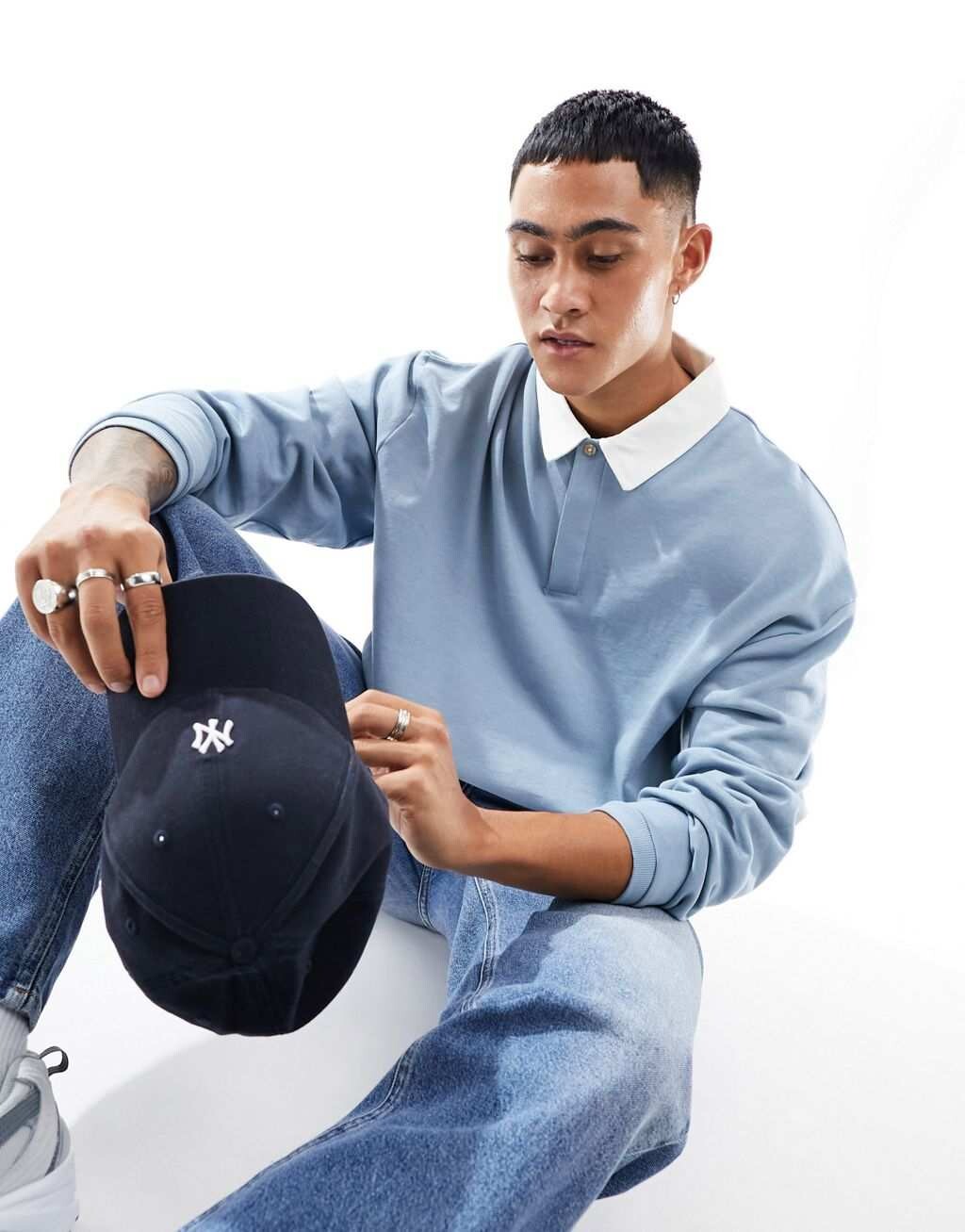 

Синяя толстовка-поло для регби ASOS DESIGN, Синий