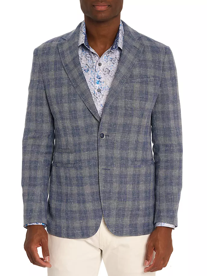 

Спортивное пальто Macchio из фактурной ткани Robert Graham, темно-синий