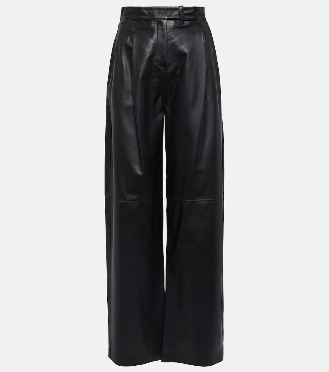 Широкие брюки из плиссированной кожи Dorothee Schumacher, черный