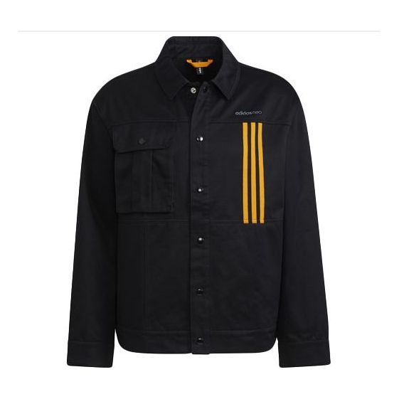 Куртка adidas neo Casual Logo Printing lapel Long Sleeves Jacket Black, черный