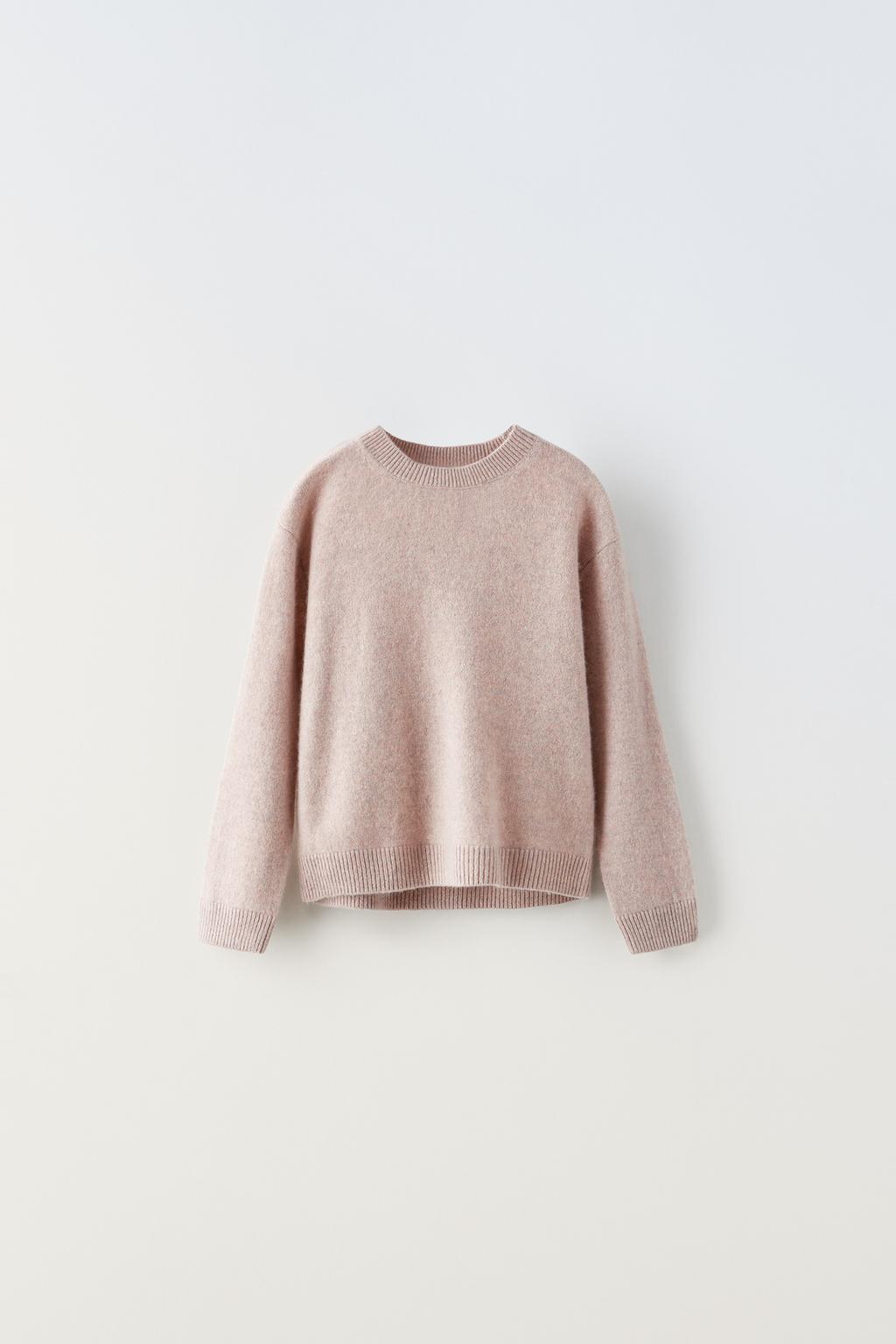 Трикотажный свитер из 100% кашемира ZARA, розовый мергель